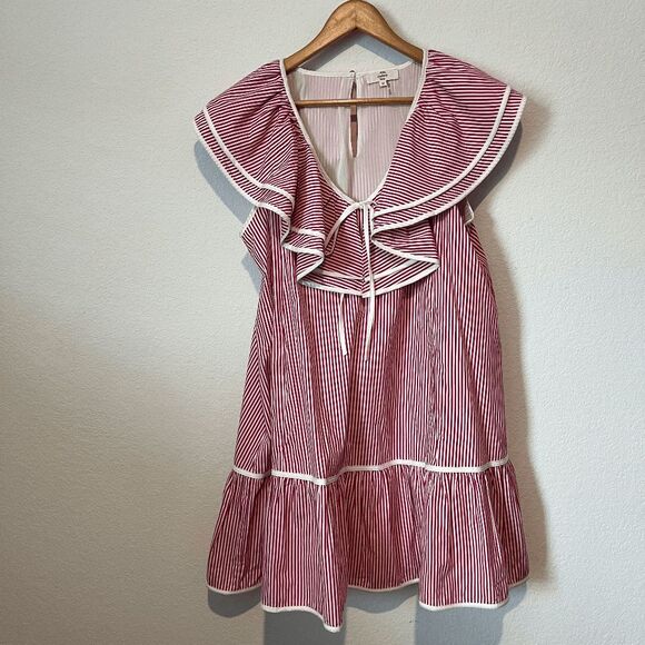 Entro Red and White Striped Mini Dress - Picture 1 of 6